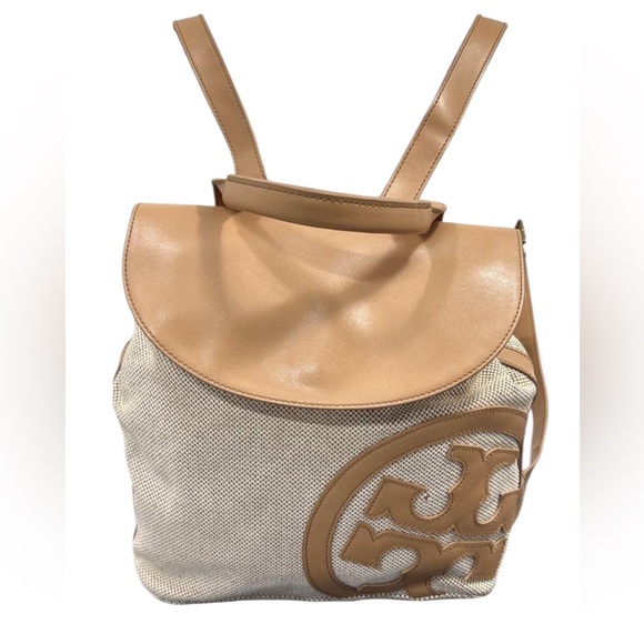 Tory Burch Lonnie Canvas Backpack with Vachetta Leather Trim - Picture 3 of 6